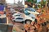 Mangaluru: Heavy rain triggers Attavar retaining wall collapse, damages parked cars
